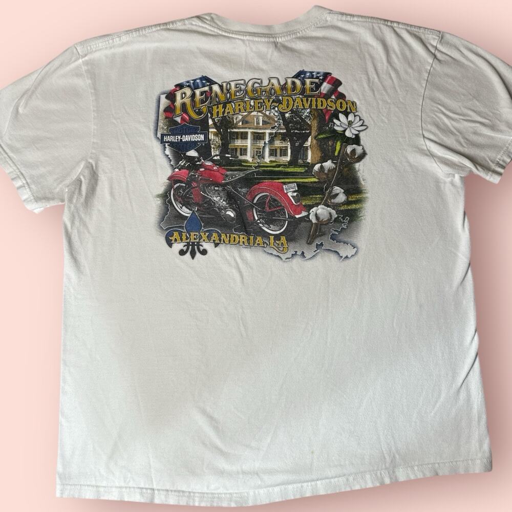 Harley Davidson T-Shirt Mens Large White Renegade Alexandria Louisiana Y2K